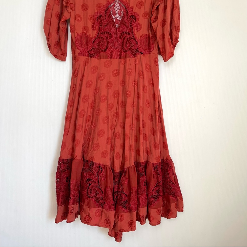 Free People Stevie Bobo Burnt Orange Red Midi Dress - Picture 13 of 14